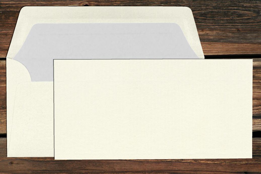 Briefhüllen mit Seidenfutter DL 110x220 mm Nassklebend Ivory gerippt 100 g/qm